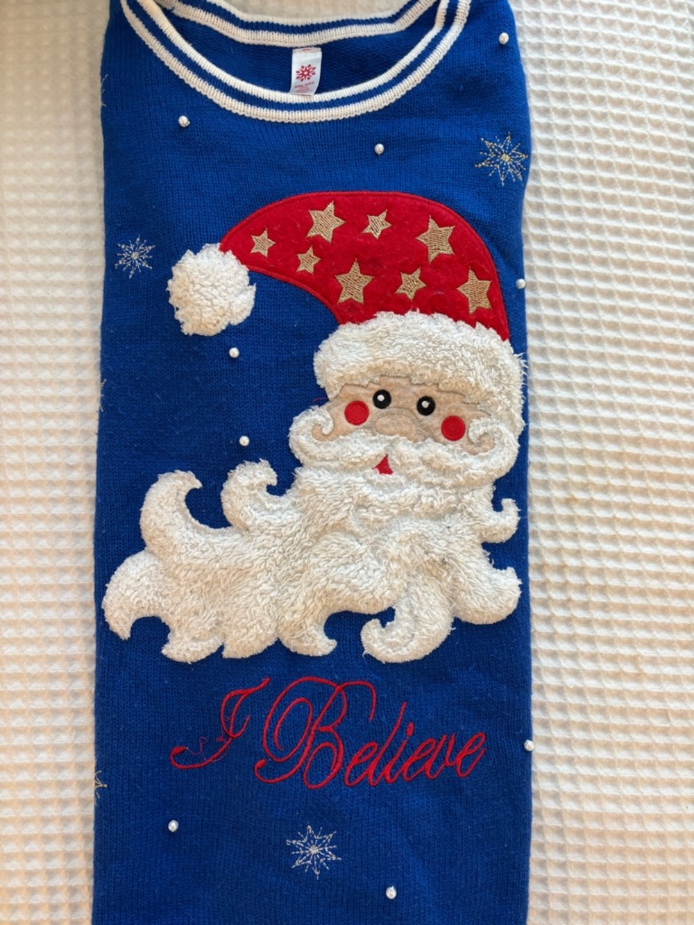 Blue Christmas 'I Believe' Santa Sweater